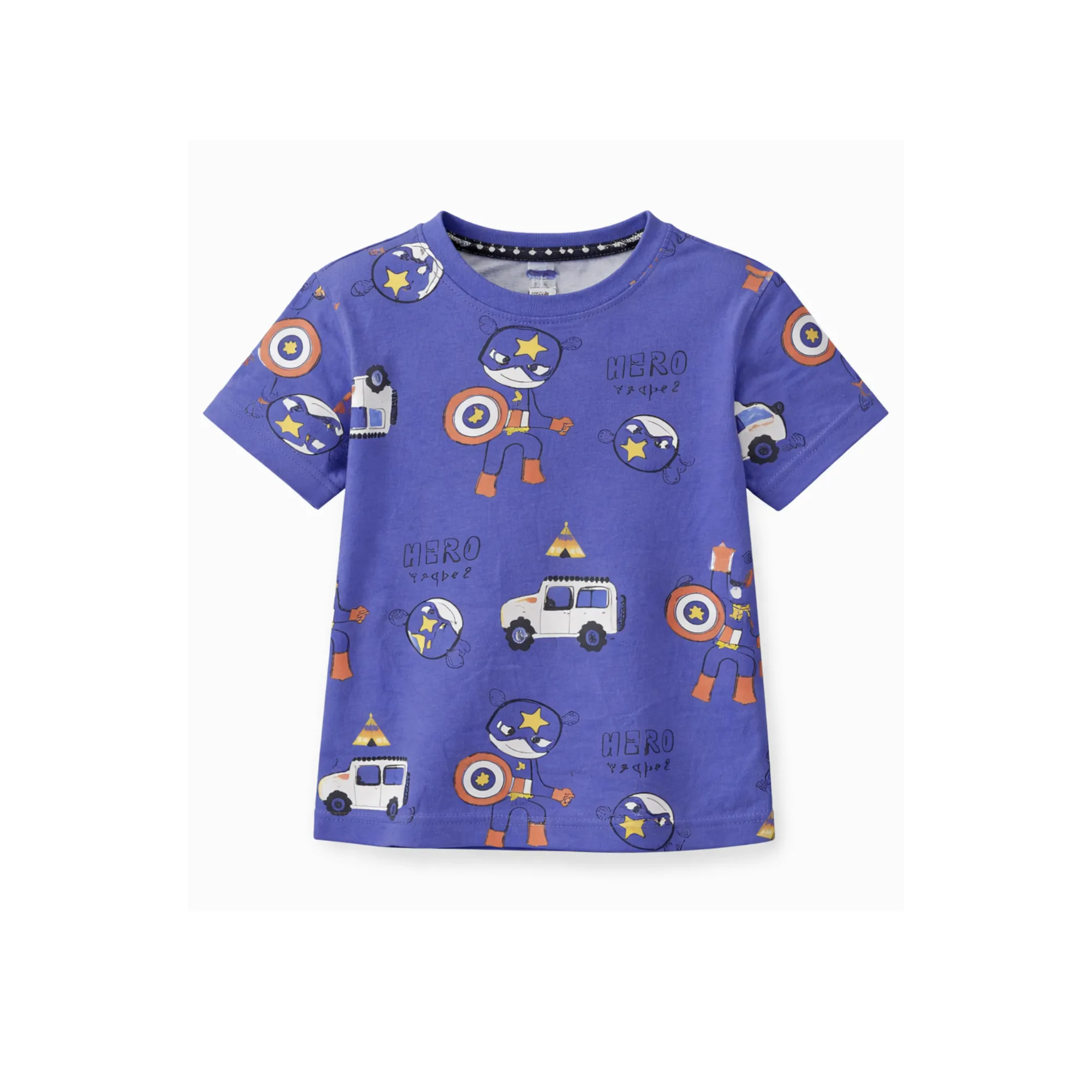 fyter kids cotton t-shirt and shorts combo blue printed soft breathable summer outfit for boys