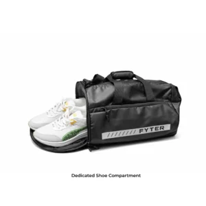 fyter gym bag with shoe compartment black duffle bag with separate shoe storage for gym and travel