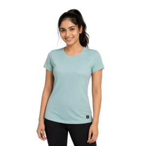 fyter womens dri-fit tee sky blue lightweight breathable gym t-shirt
