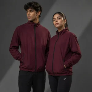 fyter dri-fit unisex jacket lightweight breathable unisex sports jacket maroon full zip activewear
