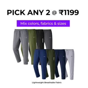 men lightweight breathable track pant combo with quick dry breathable fabric and invisible zip pockets