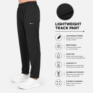fyter lightweight track pant black breathable quick dry comfort fit joggers