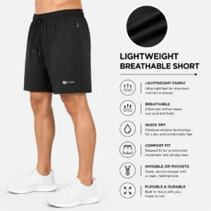 fyter lightweight gym shorts black breathable quick dry comfort fit shorts