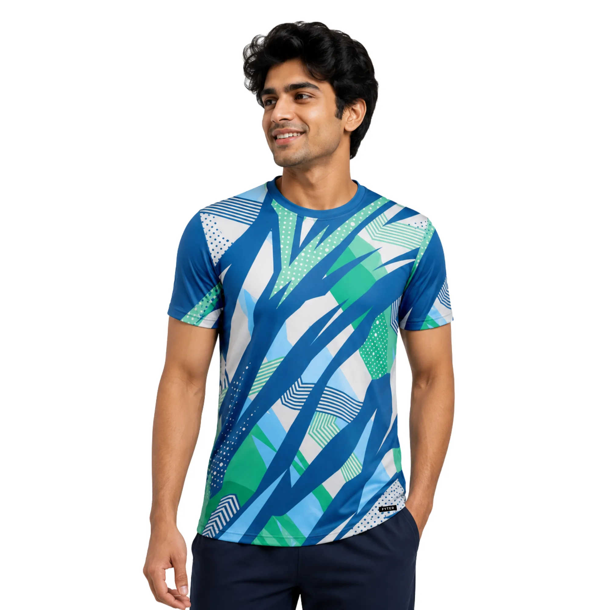 fyter mens sublimation sports tee lightweight dri fit printed sports t shirt for cricket gym and training